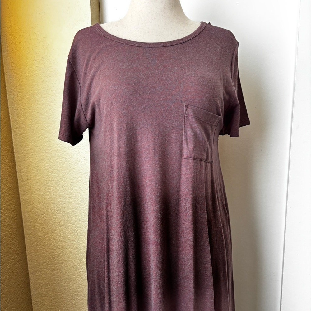LuLaRoe Carly Swing Dress in Heathered Burgundy